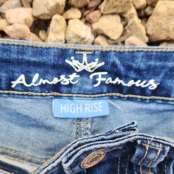 Almost Famous Blue High-Waisted Distressed Shorts - Picture 2 of 4